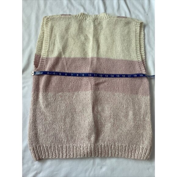Vintage IH Collectibles Womens Pink & Cream Striped Knit Vest - Picture 9 of 11